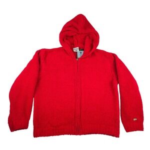 Columbia Women's Red Plush Full Zip Hoodie Relaxed Fit XL Barn Red AL 2061-601